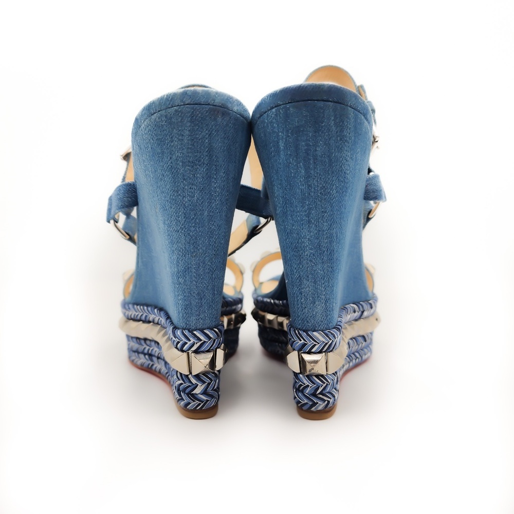 Christian Louboutin Denim Platform Studded Espadrille Sandals Shoes EU 38 - Picture 6 of 10